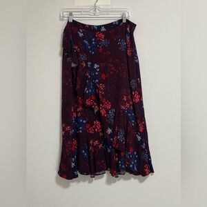 Liz Claiborne Floral A-Line Skirt - Red and Blue